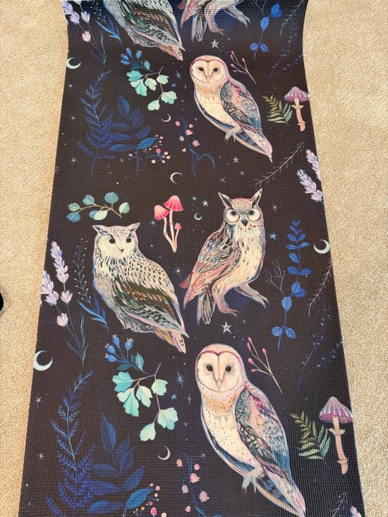 Society6 Owl and Mushroom Yoga Mat with Strap - Picture 3 of 4